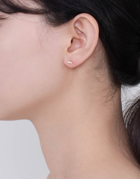 Elegant Sterling Silver Bar Stud Earrings with Cubic Zirconia